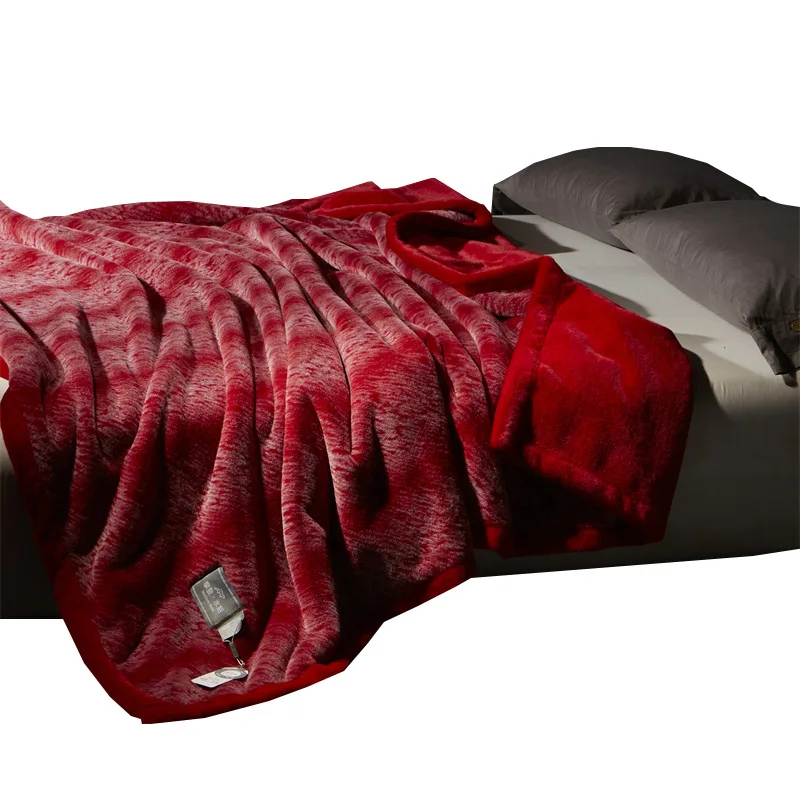 

Solid color, imitation mink, fur blanket, double layer, thickened, blanket, wedding