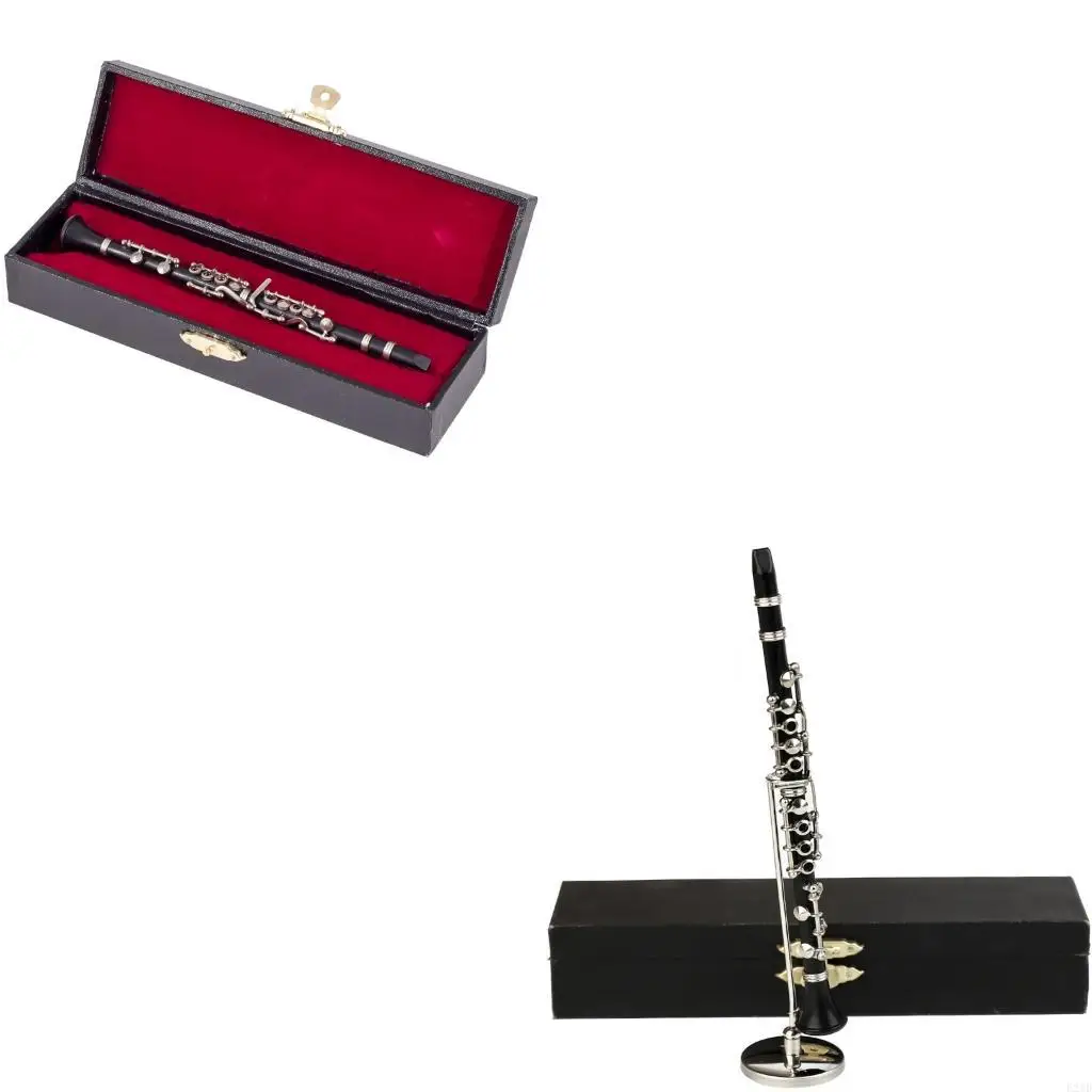 

Модель кларнета, украшение для стола, миниатюрные копии кларнета с подставкой и футляром, подарок для музыкантов, аксессуары для