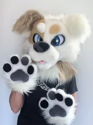 Fursuit Wolf Brown Long Fur Furry Costume Husky Dog Fox Mascot Costume Cosplay Party Fursuit Halloween Suit Adult Size