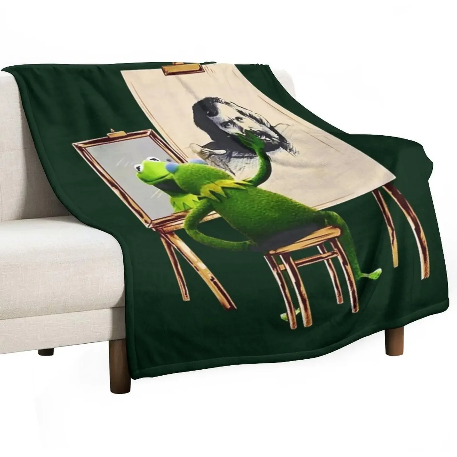 Kermit-drawing-Jim-henson Throw Blanket Designers Plush Blankets For Bed Shaggy Blankets