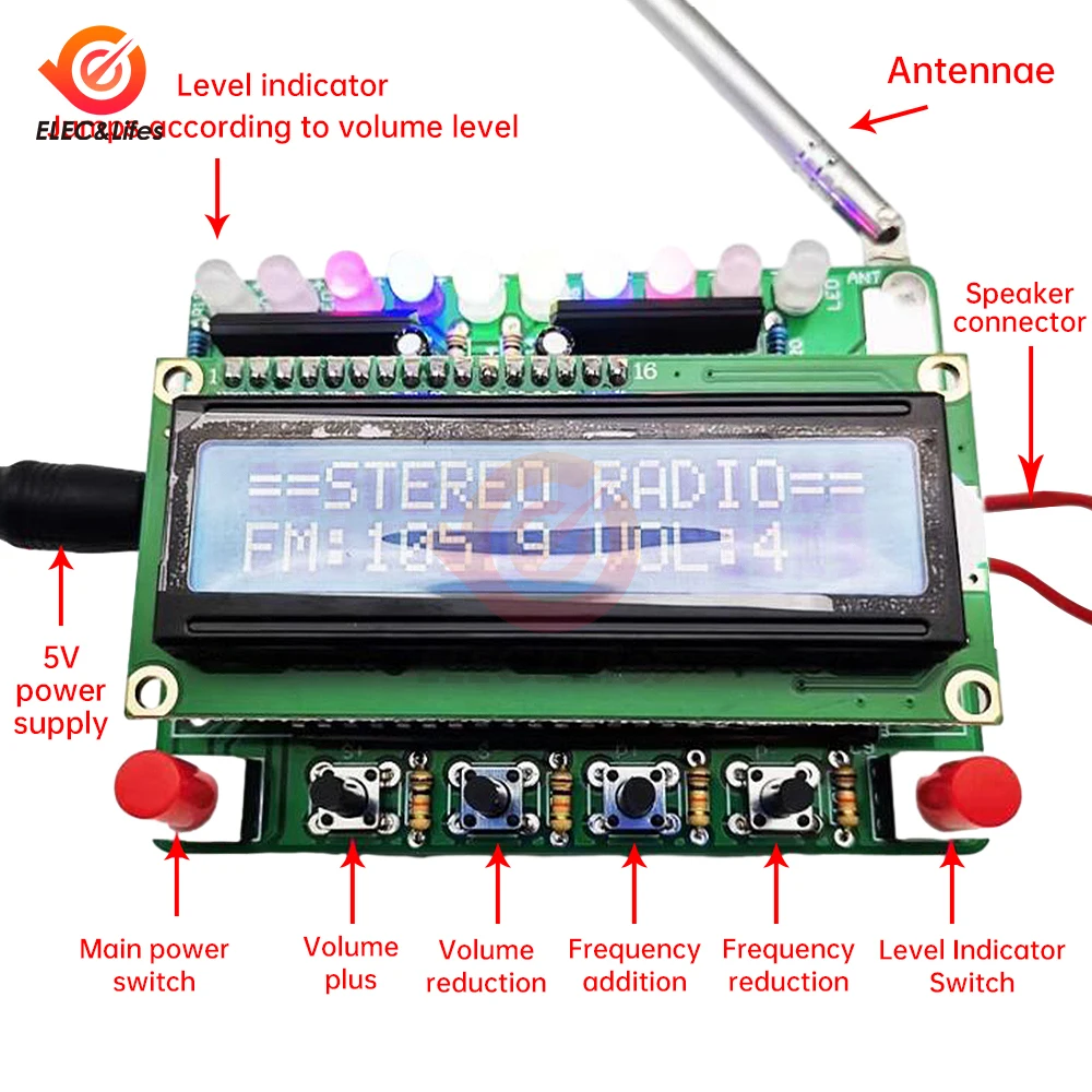 RDA5807 FM Radio Kit Soldering Practice DIY Radio Kits LCD Display FM 87-108MHz Digital Radio Kit With Case for Learning