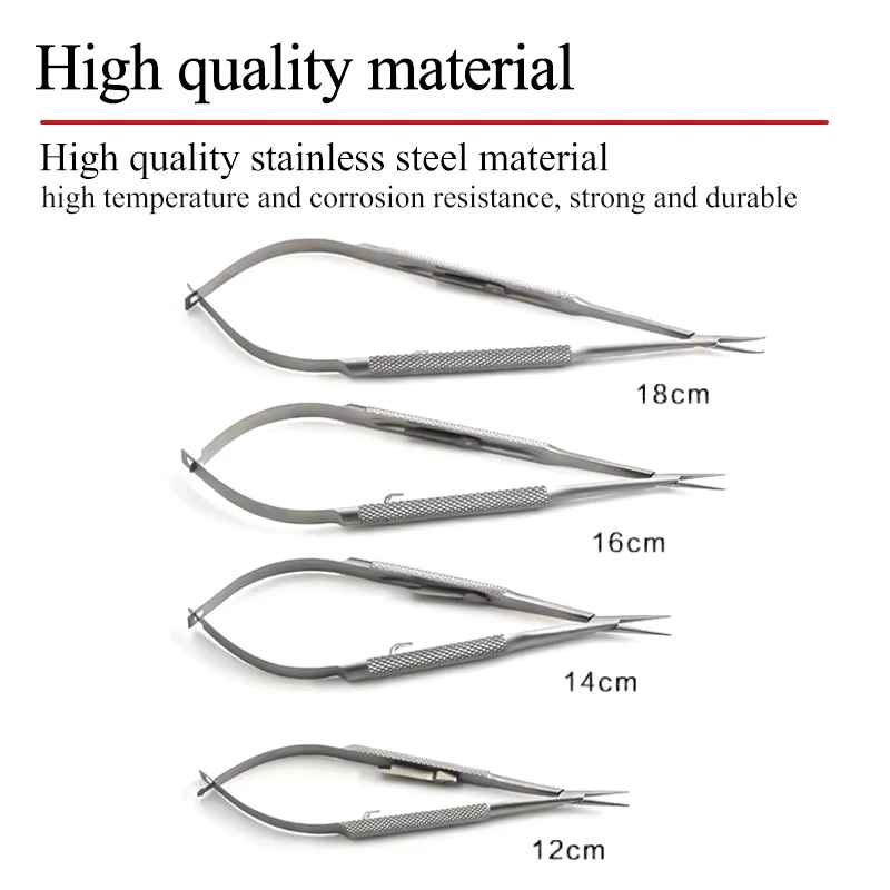 Abrazadera de aguja de bloqueo, 12/14/16/18cm, instrumento microscópico oftálmico, tipo rotulador, soporte de aguja quirúrgica autoblocante de curva recta