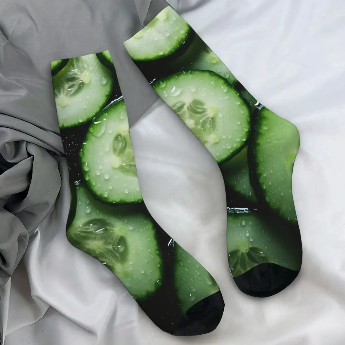 

Забавные чулки с огурцами и овощами, готические носки, зимние противоскользящие носки, мужские велосипедные носки высокого качества
