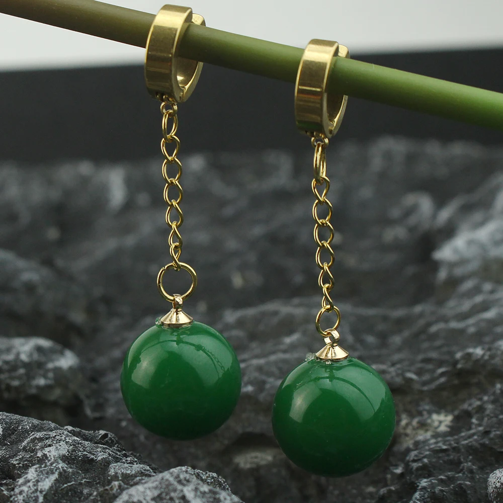 Green Bead Drop Earrings Takerlama Vegetto Potara Earrings Son Goku Zamasu Earrings for Women Men Jewelry