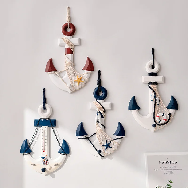 

33cm Mediterranean iron anchor thermometer hook! 2-in-1 decor & temperature tool,retro distressed finish,ideal photography prop