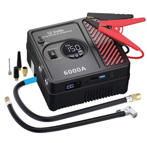 Portable-jump-starters car tire inflator multi-functional jump starter power bank for car portable air compressor
