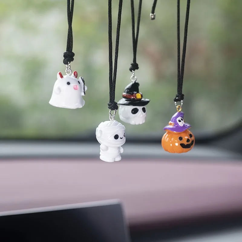 New Car Pendant Creative Halloween Devil Cute Car Pendant Car Rearview Mirror Pumpkin Mummy Pendant Decoration Car Accessories