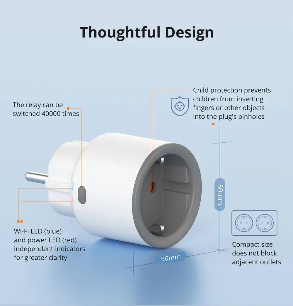 SONOFF S60 TPF EU Wifi Smart Plug 16A Current Smart Socket With Energy Monitoring Remote Control Timer Voice Control Smart Scene