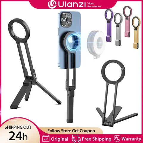 Ulanzi MA30 Magsafe Tripé de telefone Suporte magnético de dupla face Suporte de telefone para iPhone 16 15 Viagens ao ar livre Vlog LiveStreaming