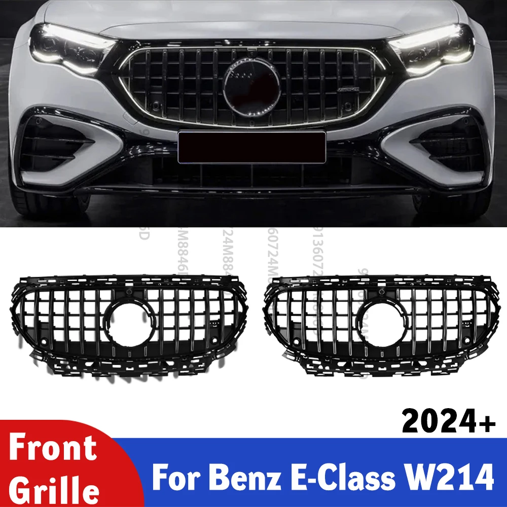 

Сменная сетка решетки радиатора для Mercedes W214 2023 2024 E200 E350 E450e, идеально подходит для моделей предварительной подтяжки, глянцевый черный