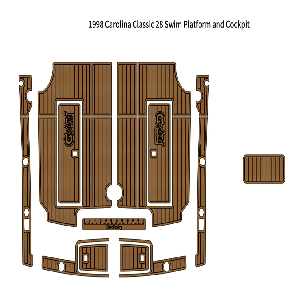 

1998 Carolina Classic 28 Cockpit Pad Boat EVA Foam Faux Teak Deck Floor Mat SeaDek MarineMat Gatorstep Style Self Adhesive