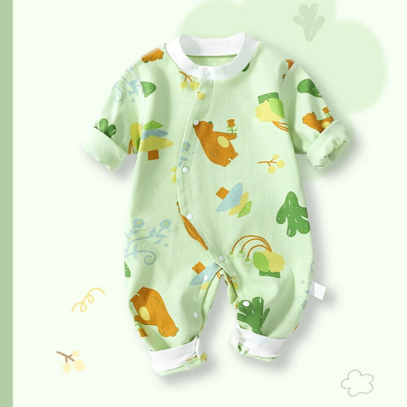 

Spring Autumn Newborn Baby Romper Cartoon Printed Long Sleeve Cotton Bodysuit Korean Ins Infant Baby Girls Jumpsuit One Piece