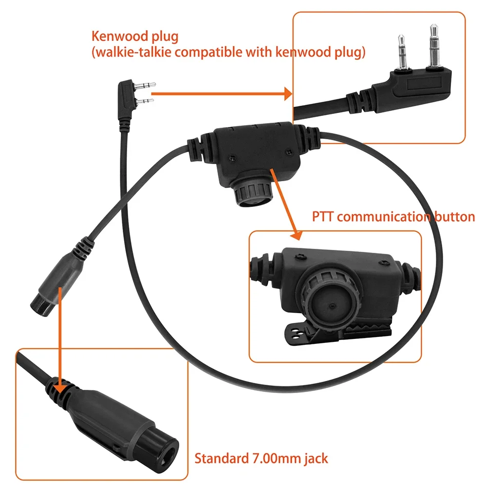 Tactical U94 Ptt Civilian Version RAC PTT for TAC-SKY Z-TAC Tactical Headset Hearing Protection Airsoft Shooting Hunting Headset