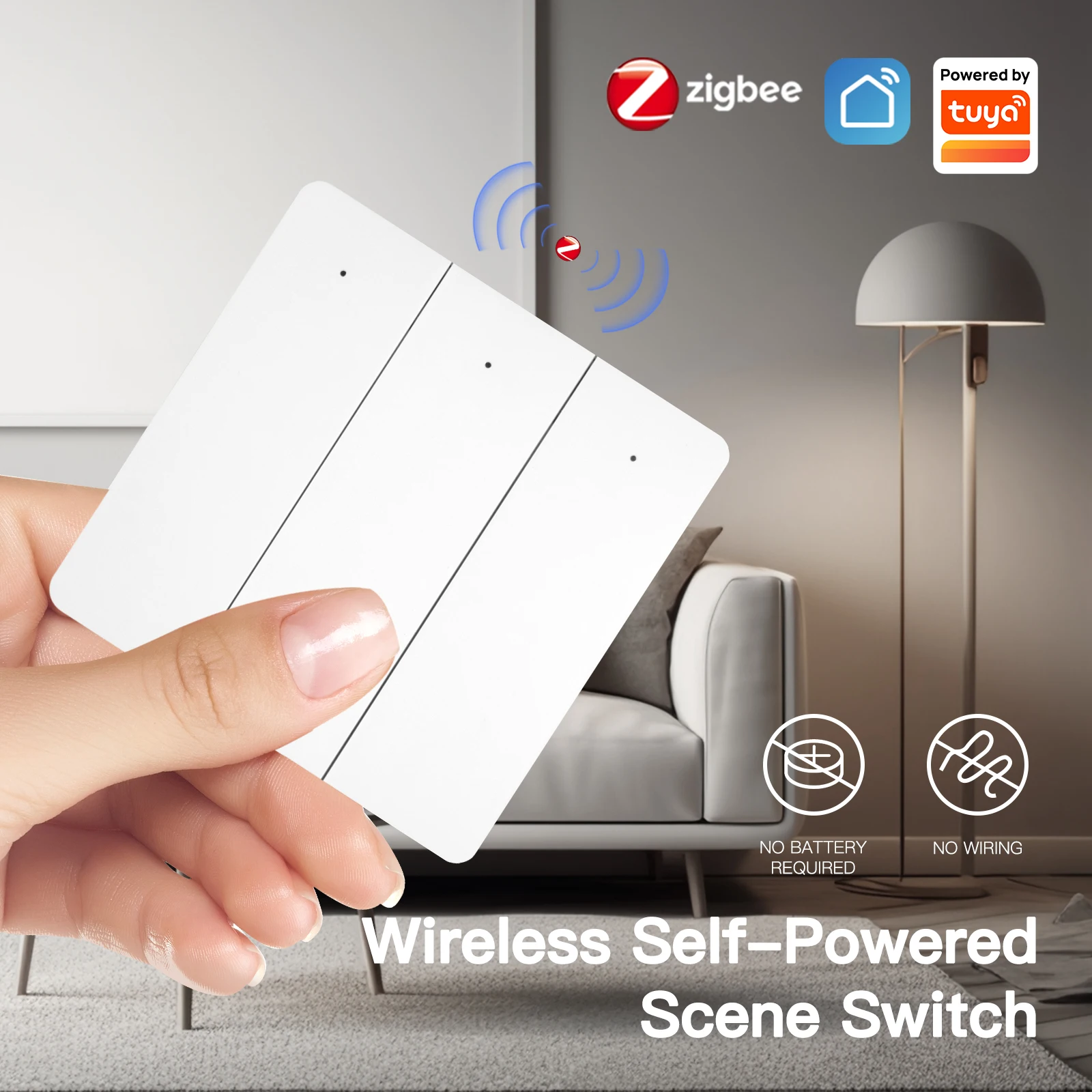 

Tuya Smart ZigBee Self Power Scene Switch No Battery No Wiring Kinetic Energy Control for Home Automation Scenario App Control