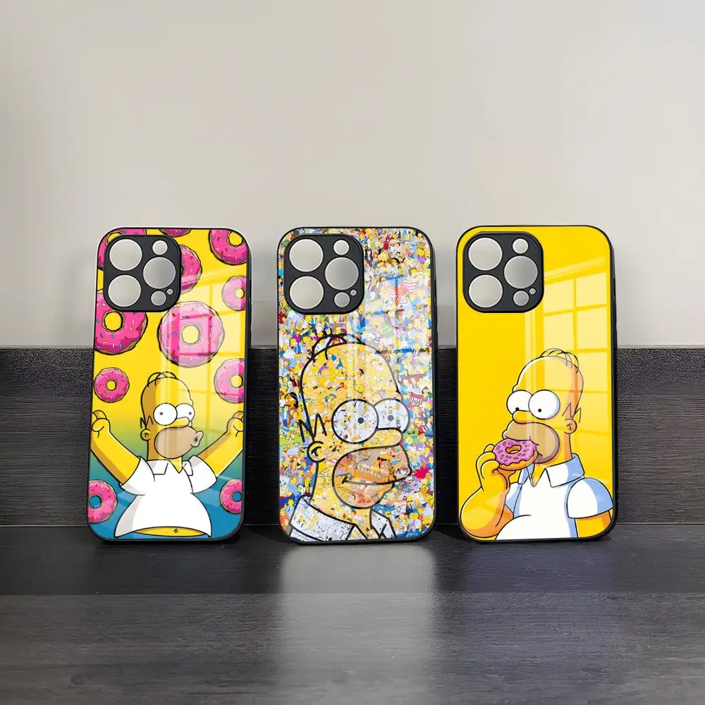 Funda de Teléfono con Diseño de los Simpson para iPhone 17 Pro Max, 16 Pro, 18, 14, 12, 11, 13 Mini, X, XR, XS, 15 Plus, SE, Cubierta de Vidrio