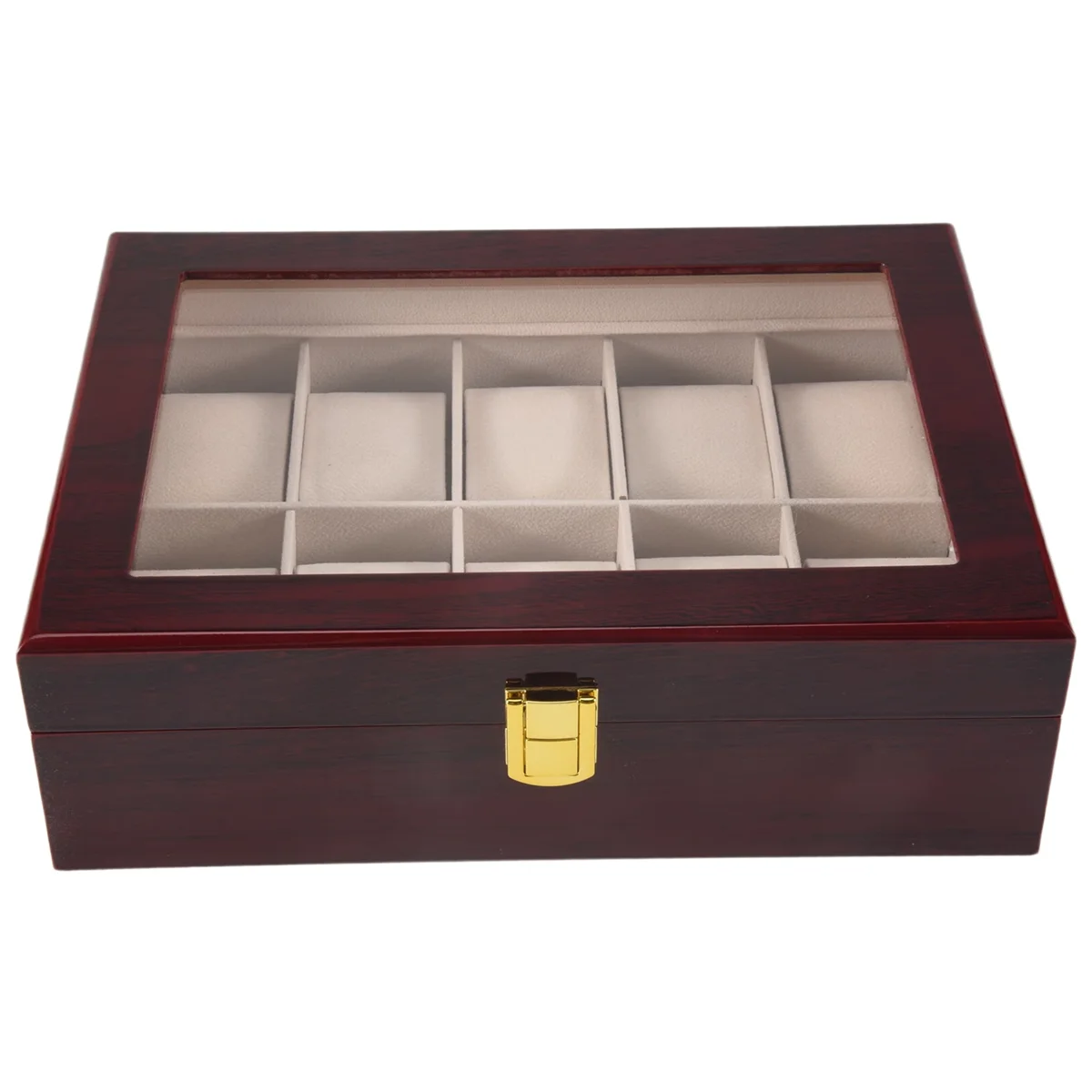 MALL Luxury Wooden Watch Box Watch Holder Box for Watches Men Glass Top Jewelry Organizer Box 10 Grids Watch Organizer