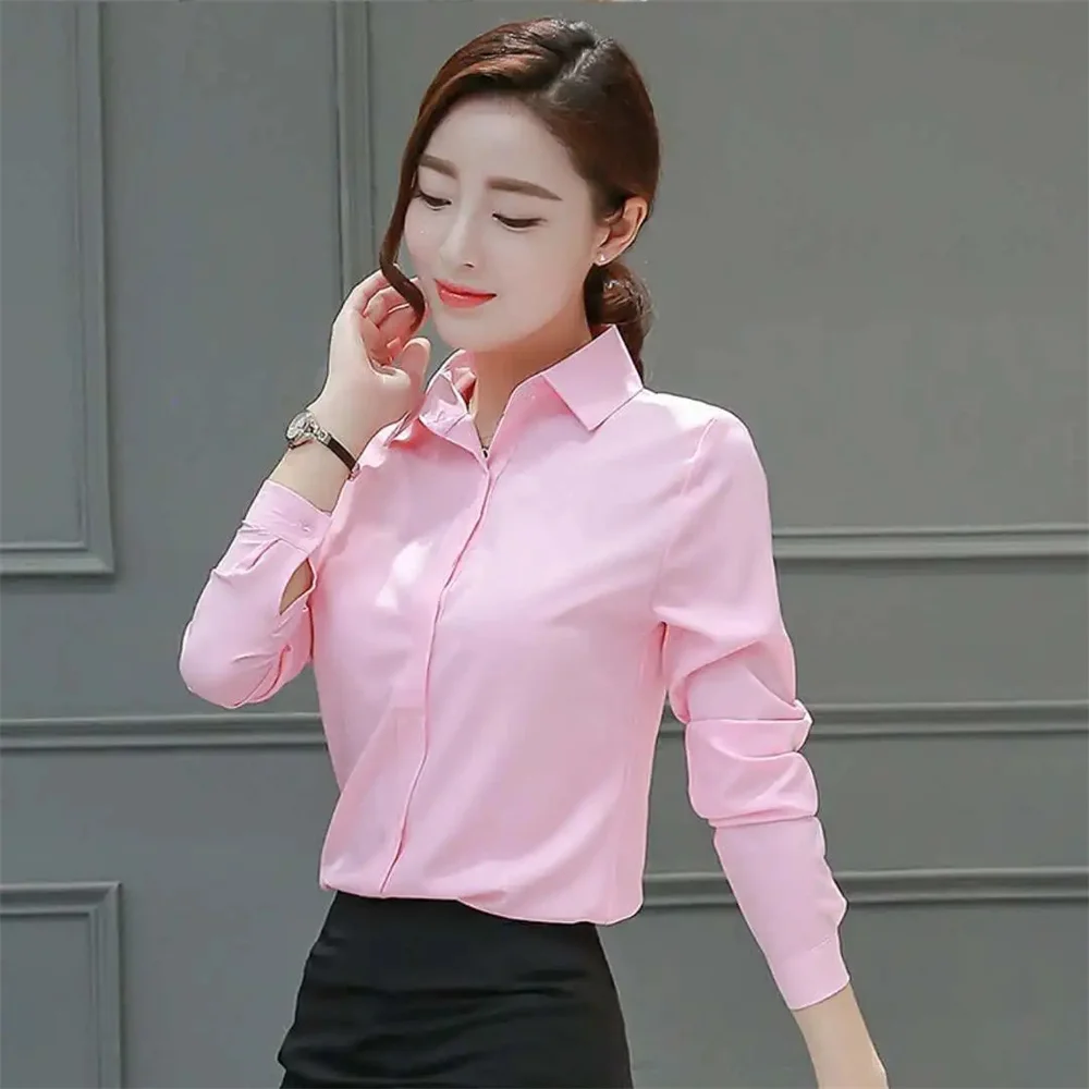 Oversized Solid White Black Professional Shirt Women Long Sleeve Slim Formal Work Spring Autumn New Basic Office OL Blouse Top