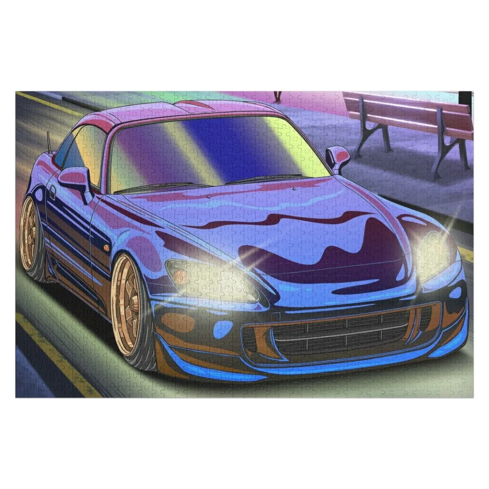 

Vaporwave Honda S2000 Roadster Driving on Sunset Beach Jigsaw Puzzle Christmas Toys Wooden Boxes Wood Name Puzzle