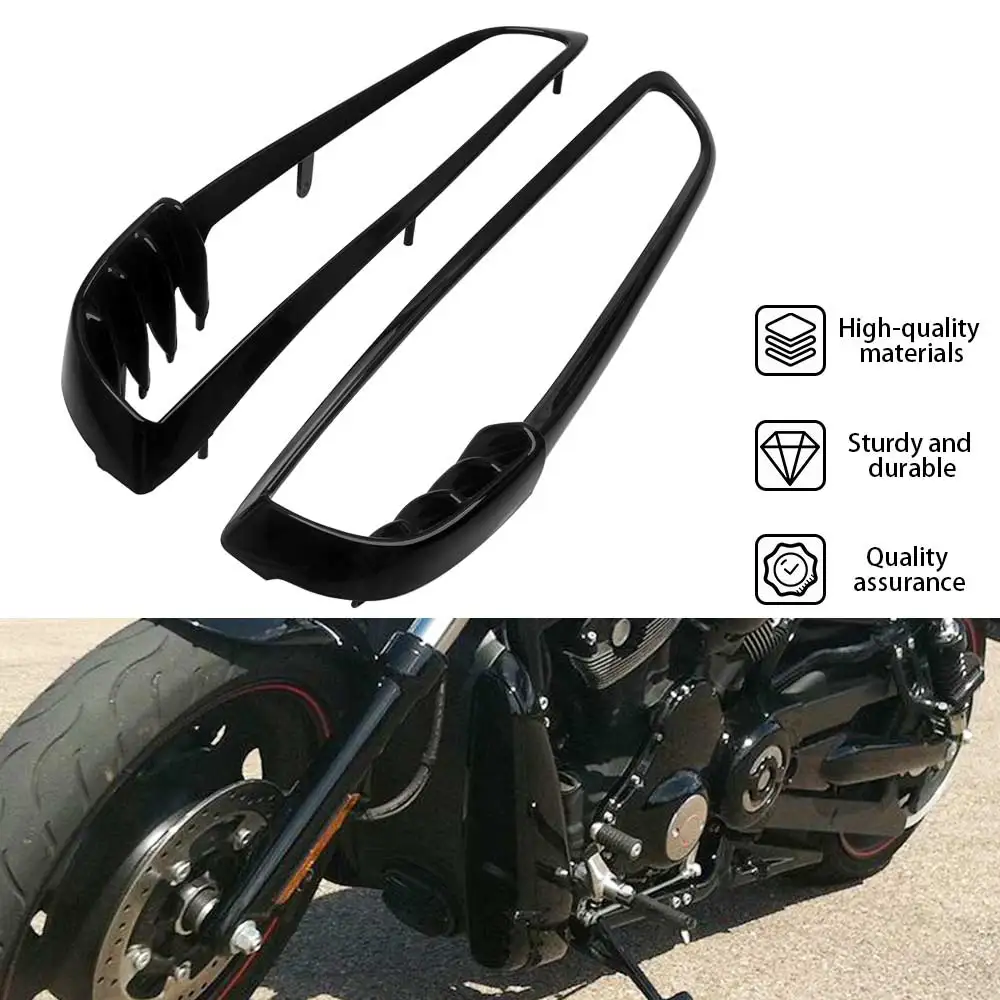 For Harley V-Rod VRSC Street Night Rod Models 2002-2010 Motorcycle Black Front Radiator Trim Bezels Protector Cover 1 Pair