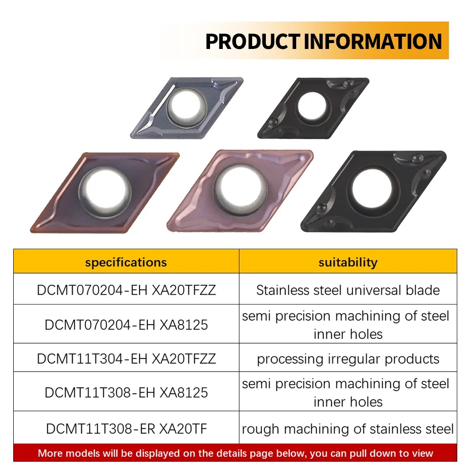 SIQICNC DCMT070204 DCMT11T304 DCMT11T308 Turning Insert DCMT Carbide Insert CNC Lathe Blade For Stainless Steel Lathe Cutter