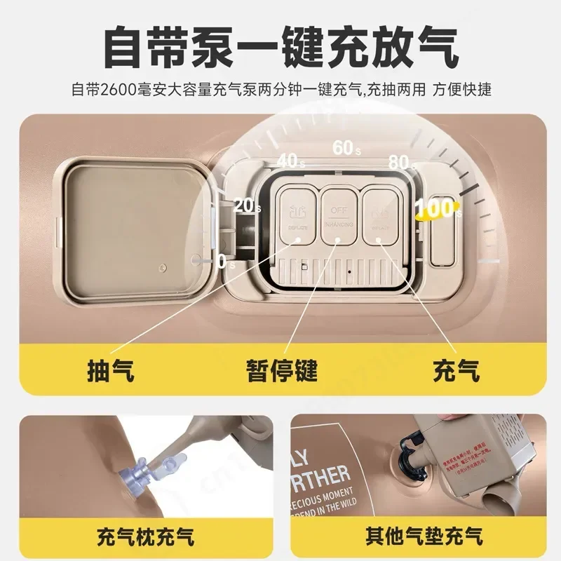 Double Thickened PVC Flocking Inflatable Mattress Moistureproof Camping Tent Air Bed Automatic Sleeping Pad