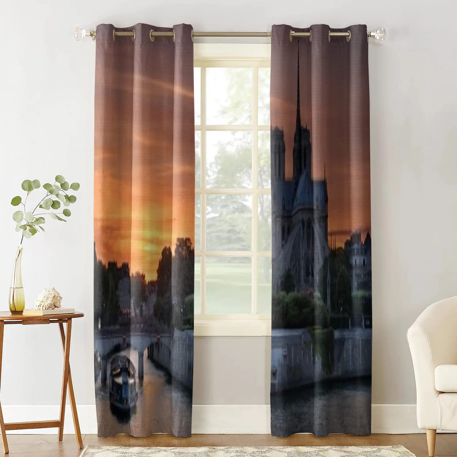 Cathedral Window Curtains Home Living Room Decorative Curtain Home Textile Decoration Bedroom Curtains