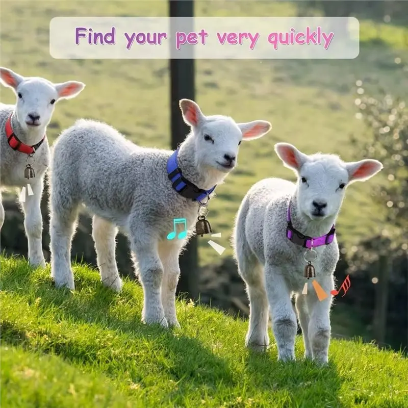 ABFU-Loud Grazing Copper Bells 5-Pack Adjustable Goat Collars For Small Farm Animal Accessories