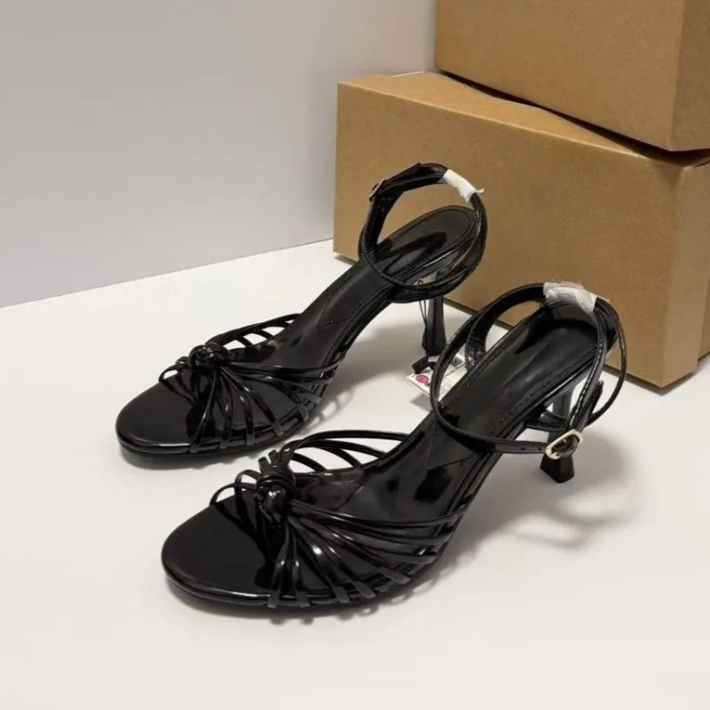 Summer High Heels Women Roman Sandals Open Toe Vintage Twisted Knot Ankle Strap Party Wedding Evening Date Ladies Dress Shoes image 5