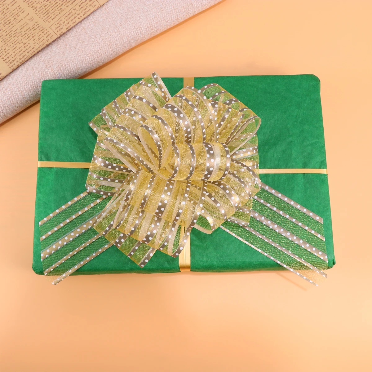 

10pcs Yarn Pull Bows Golden Thickened Gift Decorative Ribbons For Christmas Wedding Party Favor Bags Candy Boxes Wine Bottle