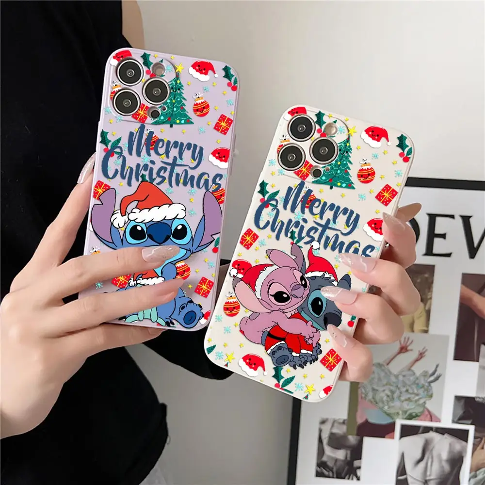 Чехол для телефона для iPhone 17, 16, 15, 14, 13, 12, 11 Pro Max, милые рождественские чехлы Lilo Stitchs для iPhone 17 Air 16 Plus 16E XS, задняя крышка