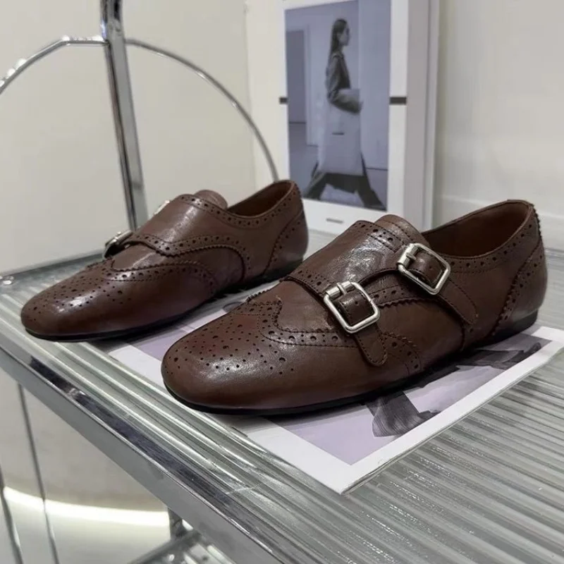 

Женская обувь, роскошные женские туфли Мэри Джейн на плоской подошве с круглым носком, модные женские балетки на плоской подошве с пряжкой и ремешком