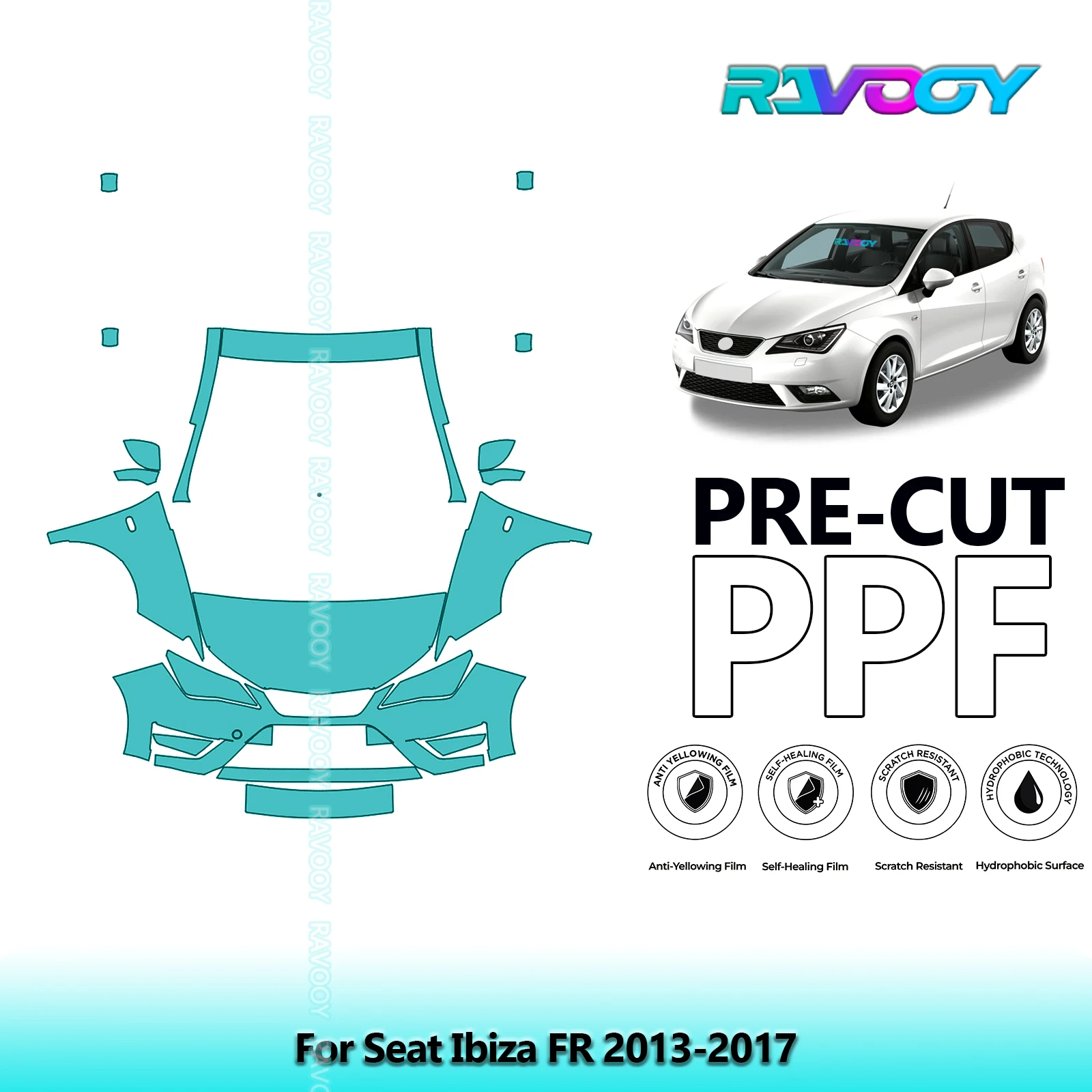 

Car Front Kit Clear Bra Precut PPF Paint Protection Film For Seat Ibiza FR 2013-2017