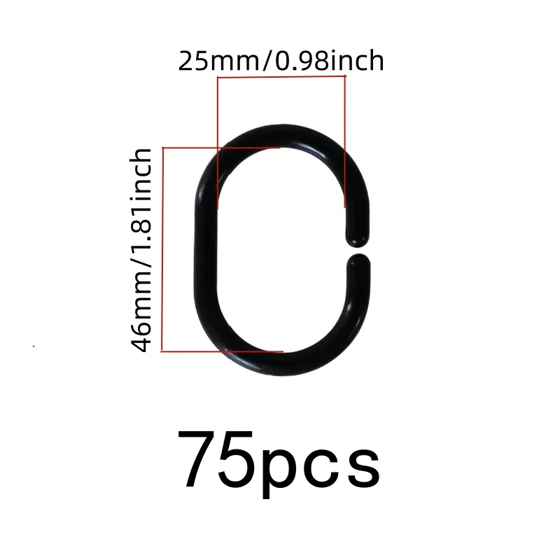 75 pcs Bathroom Drapery Rings, Durable Plastic Body for Home Toilet Partition, Multipurpose, Versatile