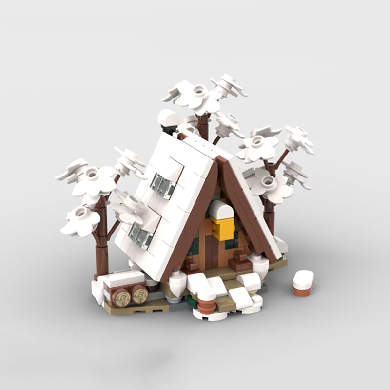 Bloques de construcción MOC, Mini casa de invierno, modelo de tecnología, ladrillos, estilo Street View, colección de juguetes creativos ensamblados DIY, regalo de Navidad