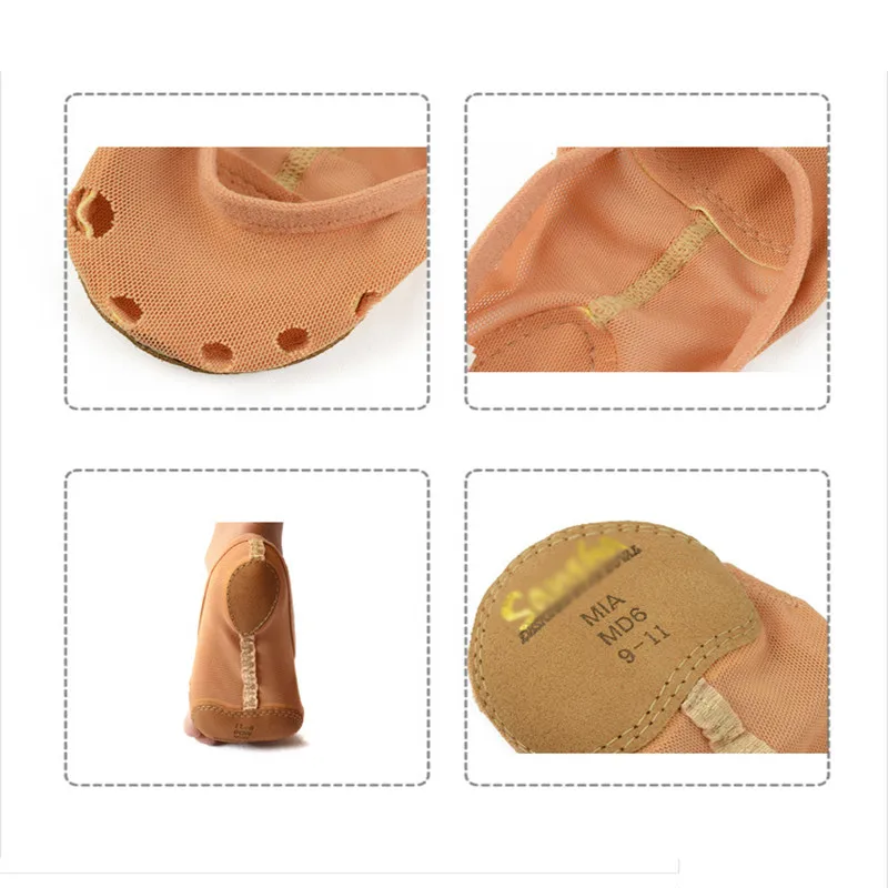 Demine Belly Pilates Shoe Insole Dancing Pointe Pads for Ballet Dance Rhythmic Gymnastics Foot Tip Protector Half Socks