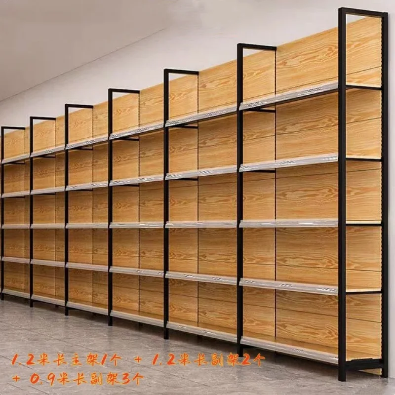 

custom. [Formaldehyde-and] Supermarket Shelf Four-Pole Transfer Wood Grain Display Rack Convenience Store Smal