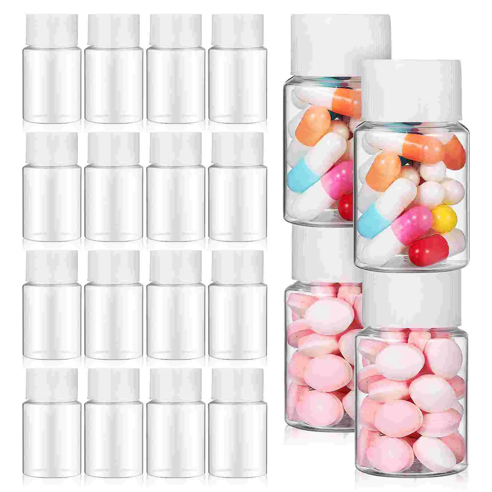 20 stuks 30 ml kleine plastic opslag lege pil herbruikbare reisflesje met dop