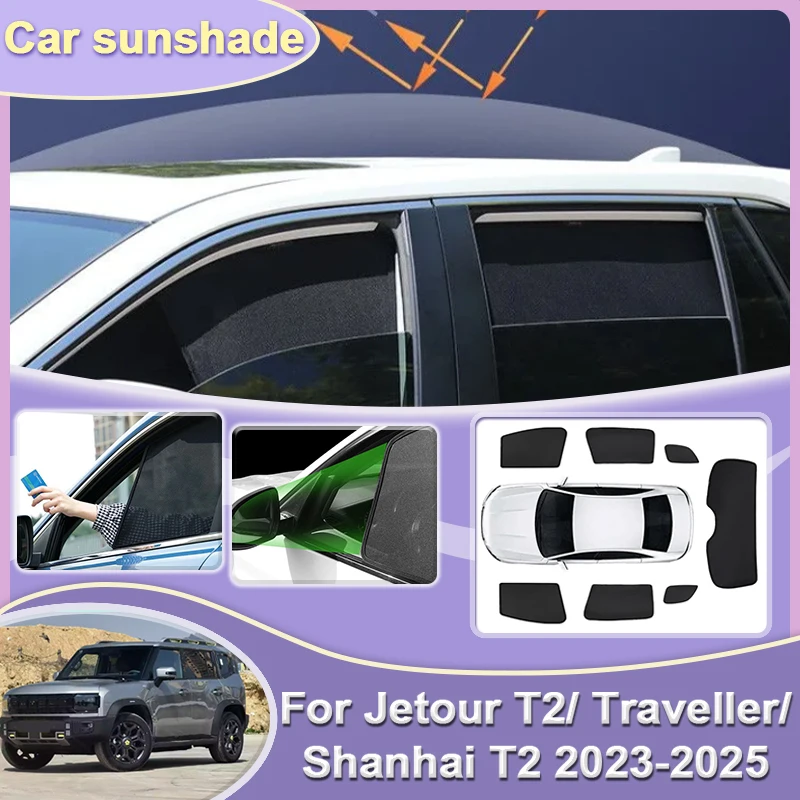 

Auto Mesh Sunshades For Jetour T2 Accessories Traveller Shanhai T2 2023 2024 2025 Sunscreen Window Sunshade Magnetic Sun Visors