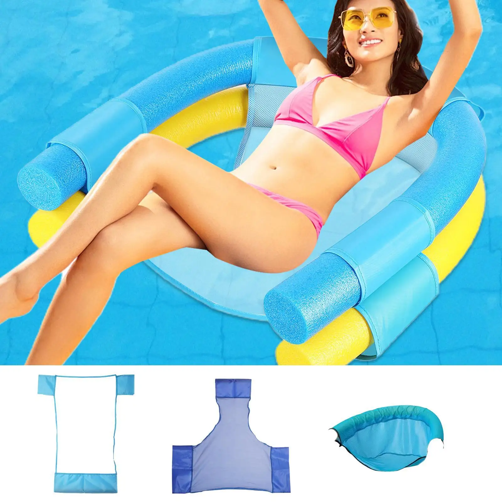 Floating Chair Ergonomic Design Pool Float Seat Pool Blow Up Recliner for Adults Kids Beach Water Park Lake River Sea Party
