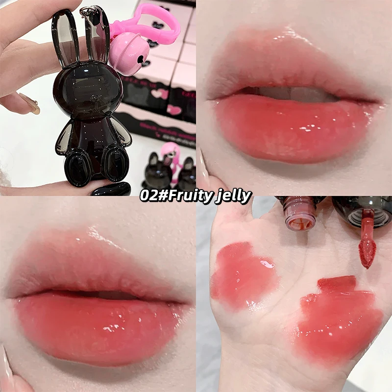 

Rabbit Mirror Water Lip Gloss Rose Red Lip Glaze Transparent Glass Lip Oil Waterproof Liquid Lipstick Clear Tint Makeup