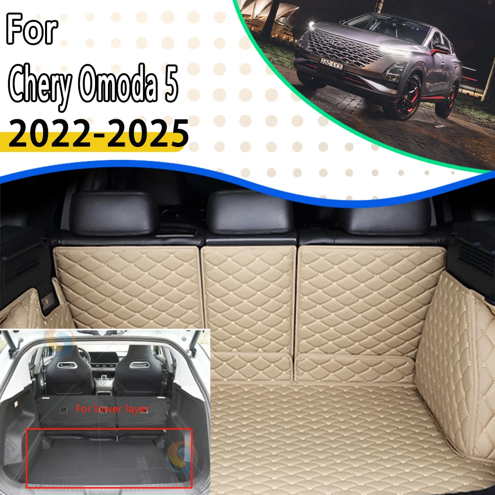 

Коврики для заднего багажника автомобиля для Chery Omoda 5 C5 Fownix FX 2022 2023 2024 2025 5seat водонепроницаемые защитные накладки автомобильные матовые автомобильные аксессуары