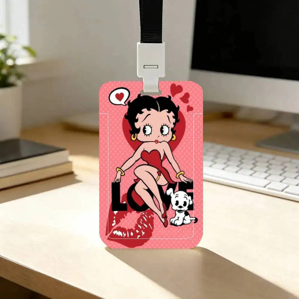 Pretty Cartoon B-Betty B-boop ID Card Holder Neck Strap Pendant Door Badge Holder Lanyards Keychain Work Credential Case Gift view 6