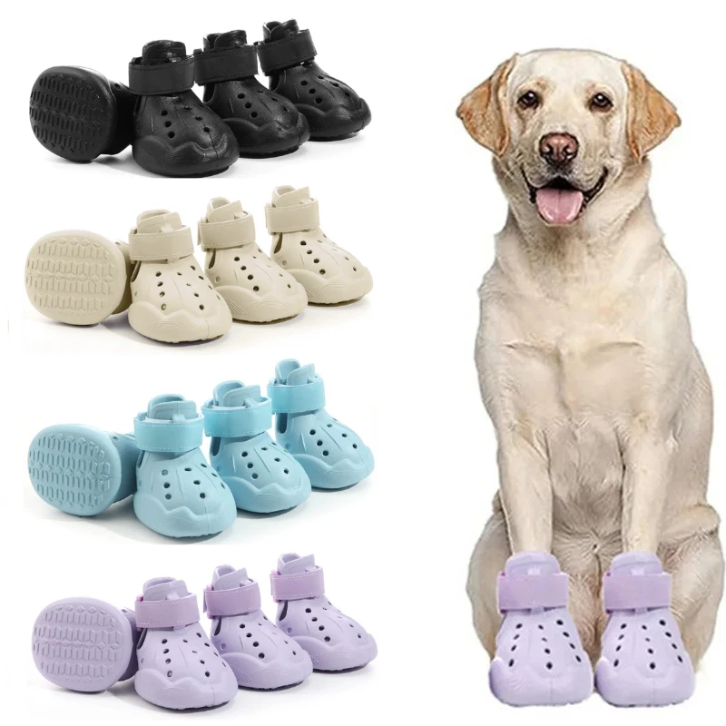 

New 4pcs/set Water Proof Dog Shoes Summer Dog Sandals Anti-slip EVA Pet Dog Boots for Small Medium Large Dogs To Walking Running