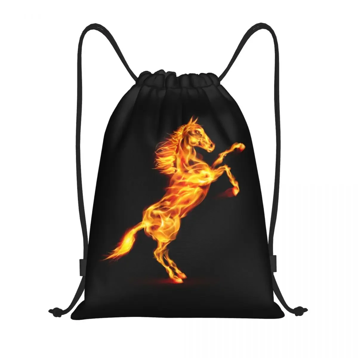 Mochila con cordón de caballo de fuego, bolsa de gimnasio deportiva para mujeres y hombres, mochila de entrenamiento de arte animal abstracto