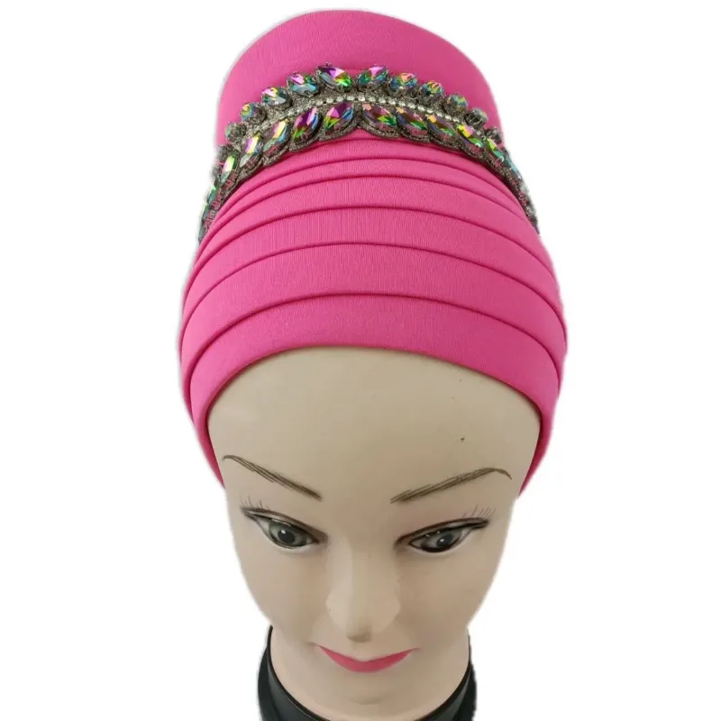 

2025 Summer New Arrival Fashion Style African Women Solid Color Headtie African Caps African Headtie