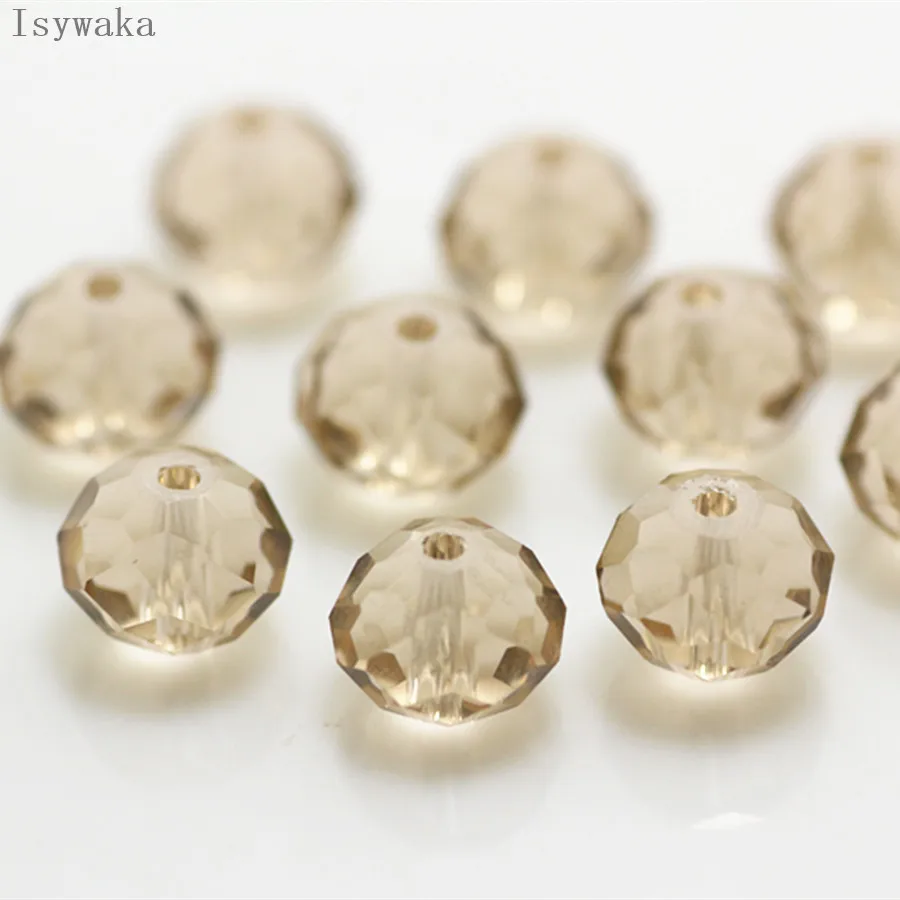 Isywaka Tender Rose Color  6*8mm 65pcs Rondelle  Austria faceted Crystal Glass Bead Loose Spacer Round Bead for Jewelry Making