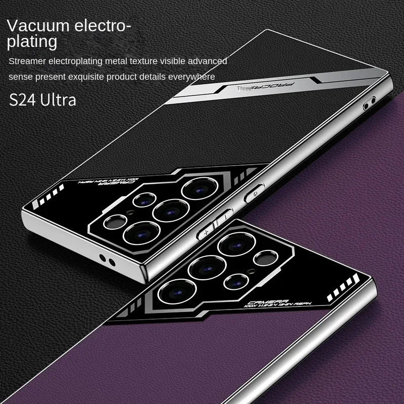 Galaxy S25 Plus Electroplating Leather S25 Ultra Phone Case for Samsung Galaxy S26 S25 S24 S23 Ultra Protective Shockproof Cover