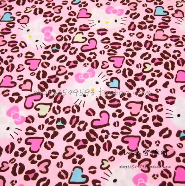 Miniso Hello Kitty Leopard Polyester Cotton Fabric Cloth Sewing Fabrics For Patchwork Needlework Diy Handmade Accessories