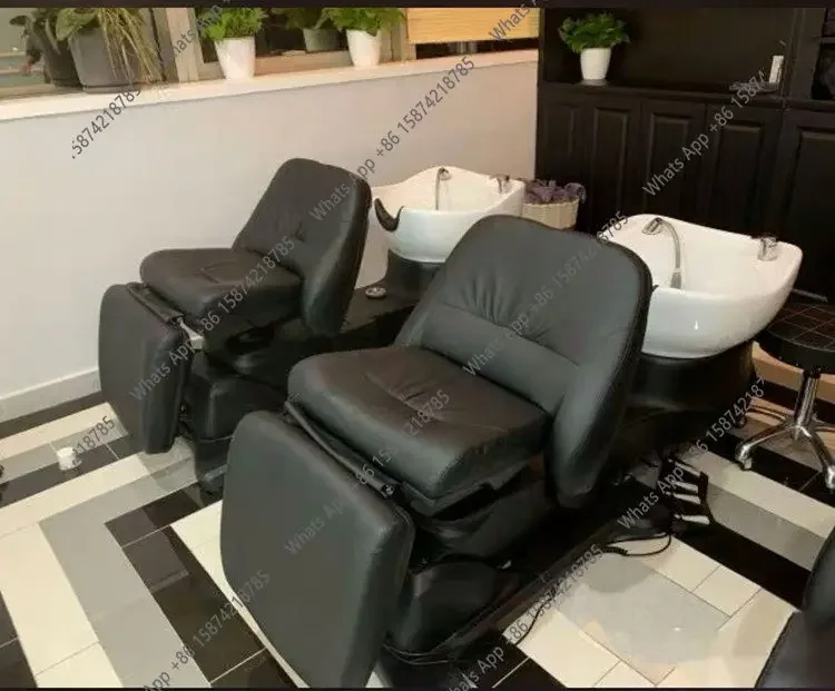 N65 Japanese electric shampoo bed lifting rotating scalp care high-end barber salon wash and care integrated flush bed 2