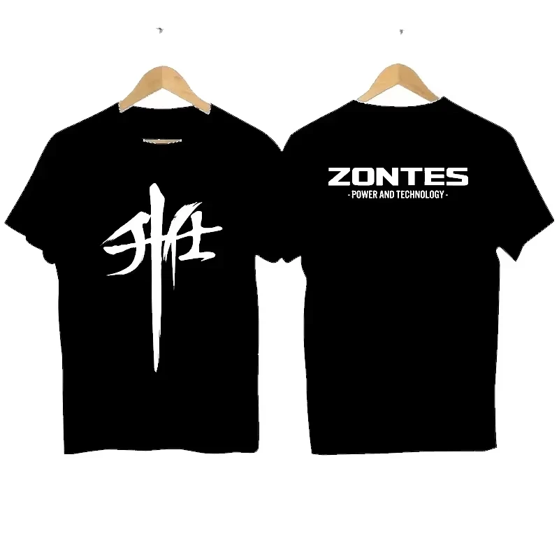 2026 new relaxing summer  For Zontes New Combed Short Sleeve T-shirt Men's Round Neck Printed  T-shirt